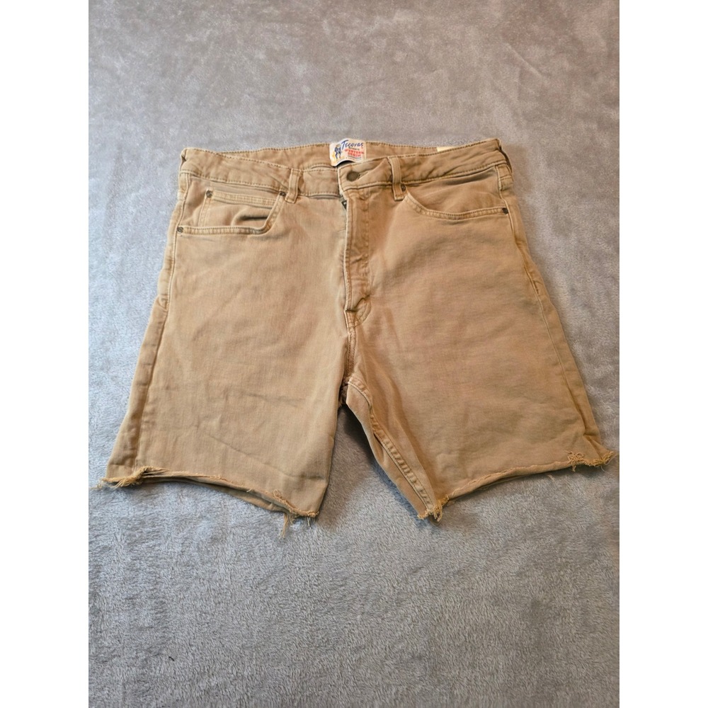 Tecovas Cut Off Jean Shorts Mens 36 Khaki Tan Western Slim Straight TM130059